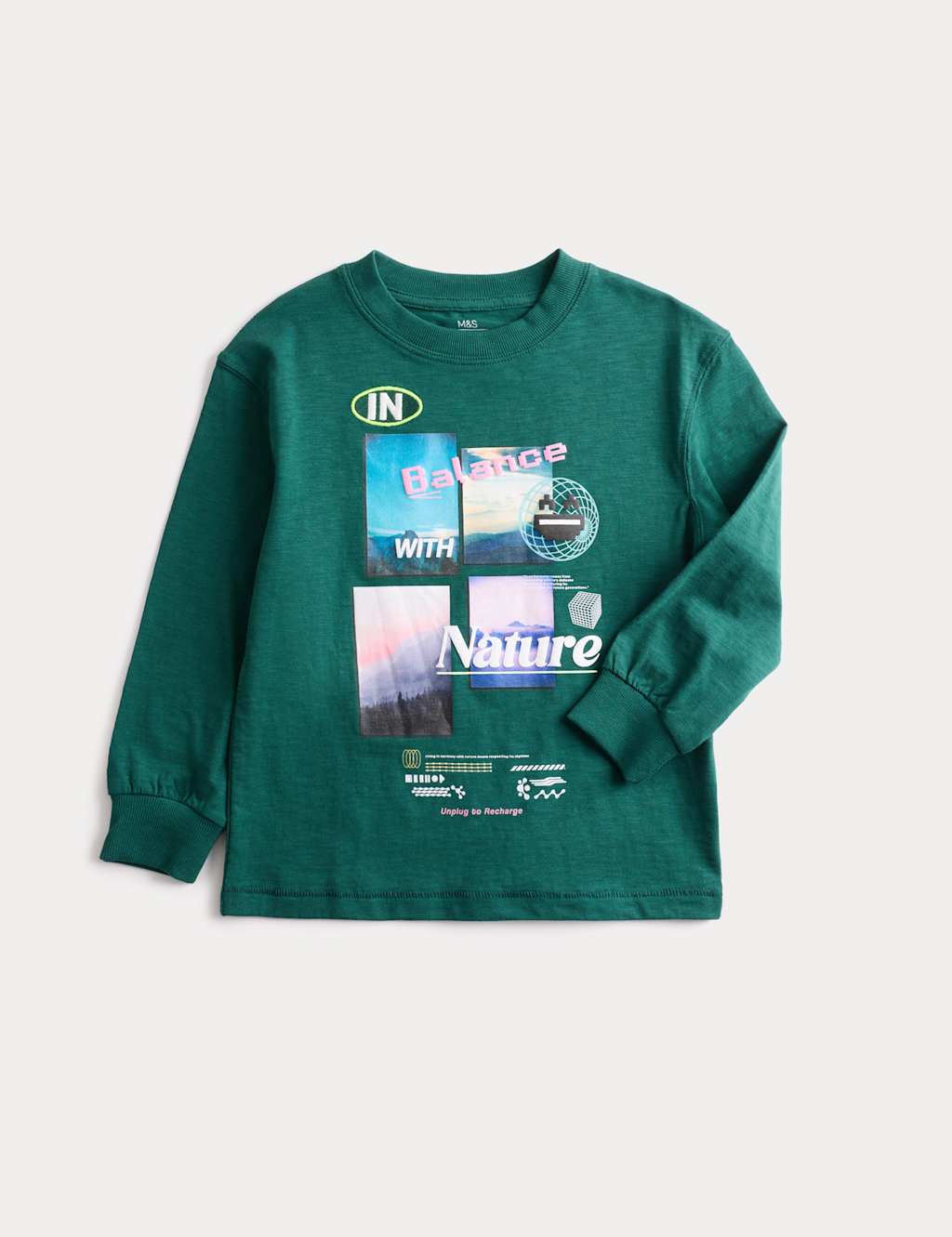 M&S Pure Cotton Graphic Sweatshirt (2-8 Yrs) Dark Green