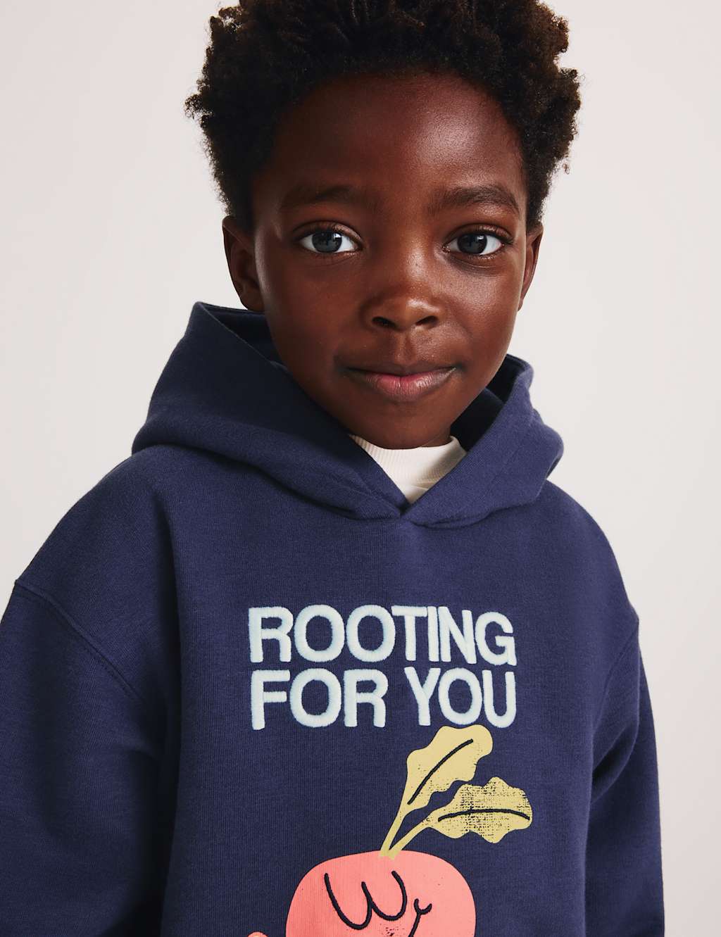 M&S Boys Cotton Rich Radish Graphic Hoodie (2-8 Yrs) - 2-3 Years - Navy