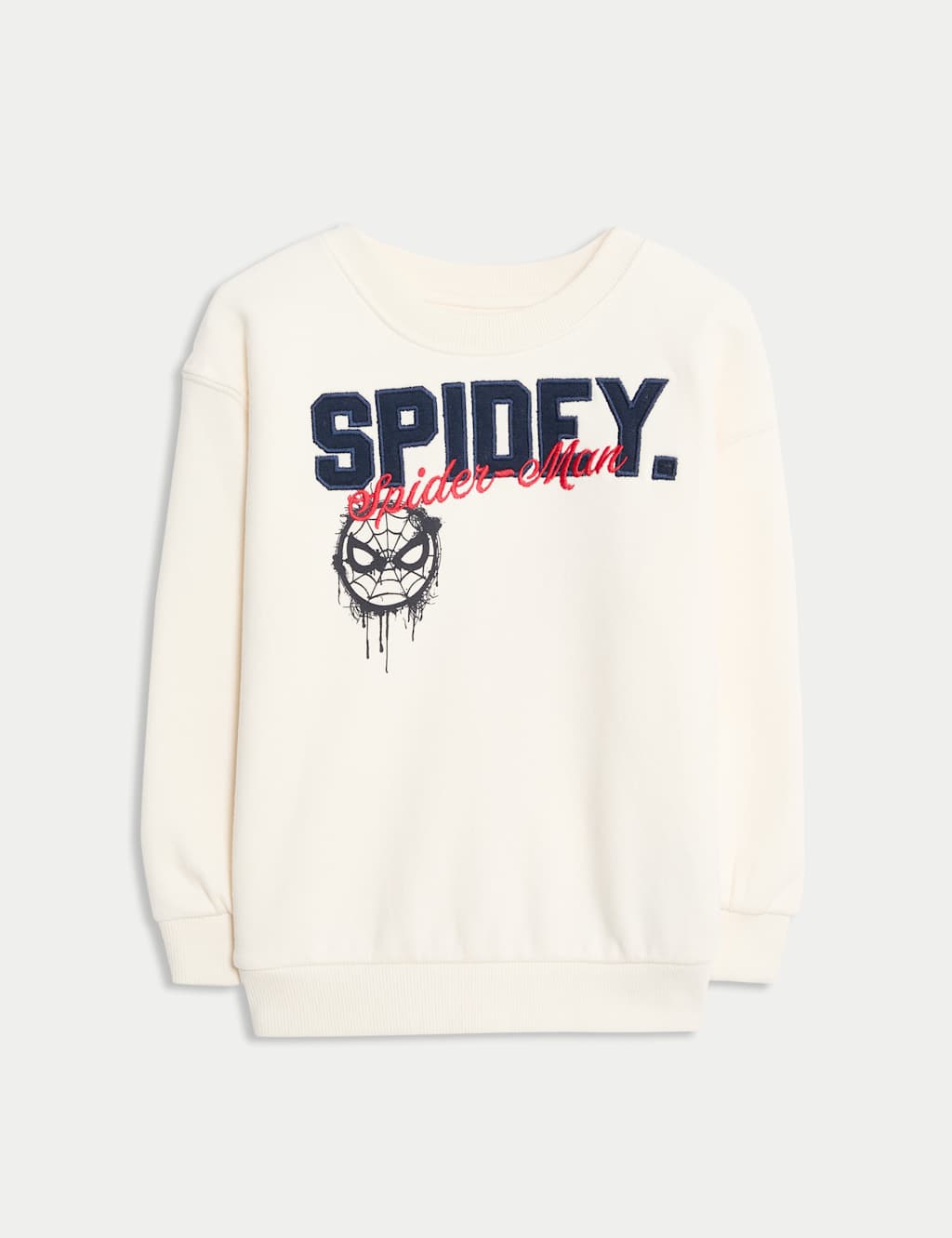 M&S Cotton Rich Spider-Man Sweatshirt (2-8 Yrs) Cream