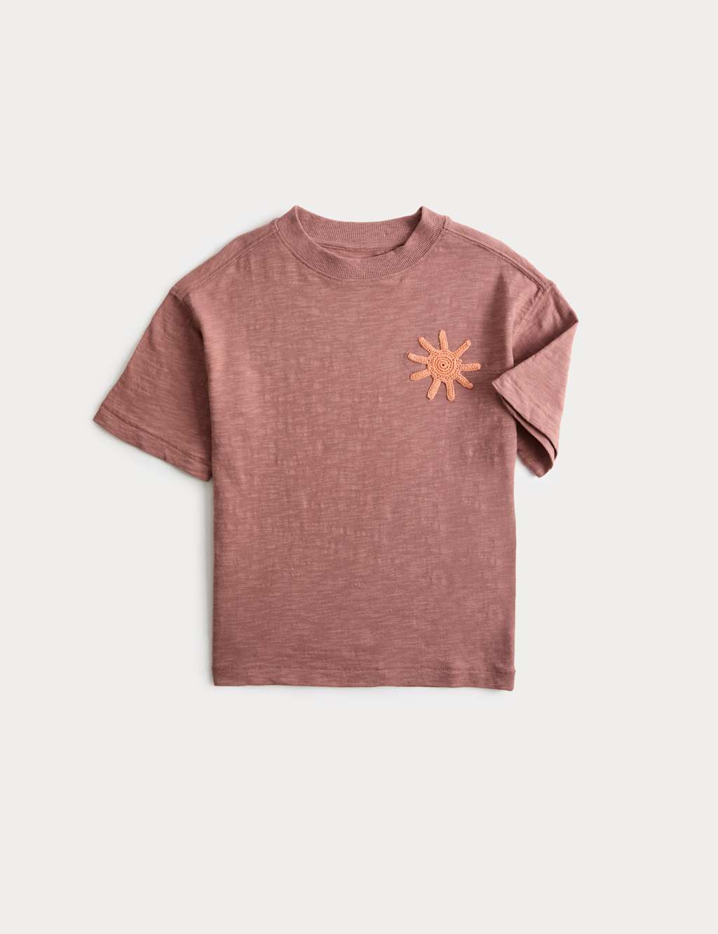 M&S Boys Pure Cotton Embroidered T-Shirt (2-8 Yrs) - 2-3 Years - Mocha