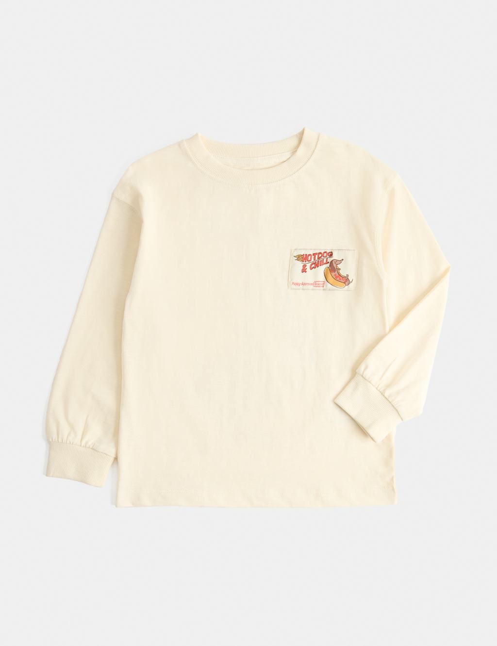 M&S Boys Pure Cotton Sausage Dog Graphic Top (2-8 Yrs) - 7-8 Years - Ecru Mix