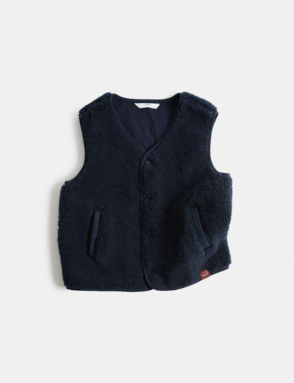 M&S Boys Borg Vest Gilet (2-8 Yrs) - 6-7 Years - Navy