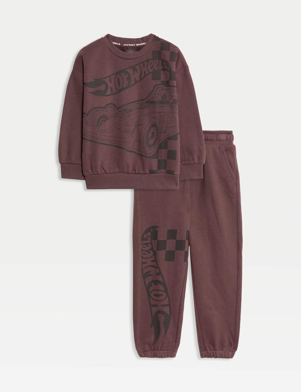 M&S Collection Boys Cotton Rich Hot Wheels™ Top & Bottom Outfit (2-8 yrs) - 3-4 Y - Plum, Plum