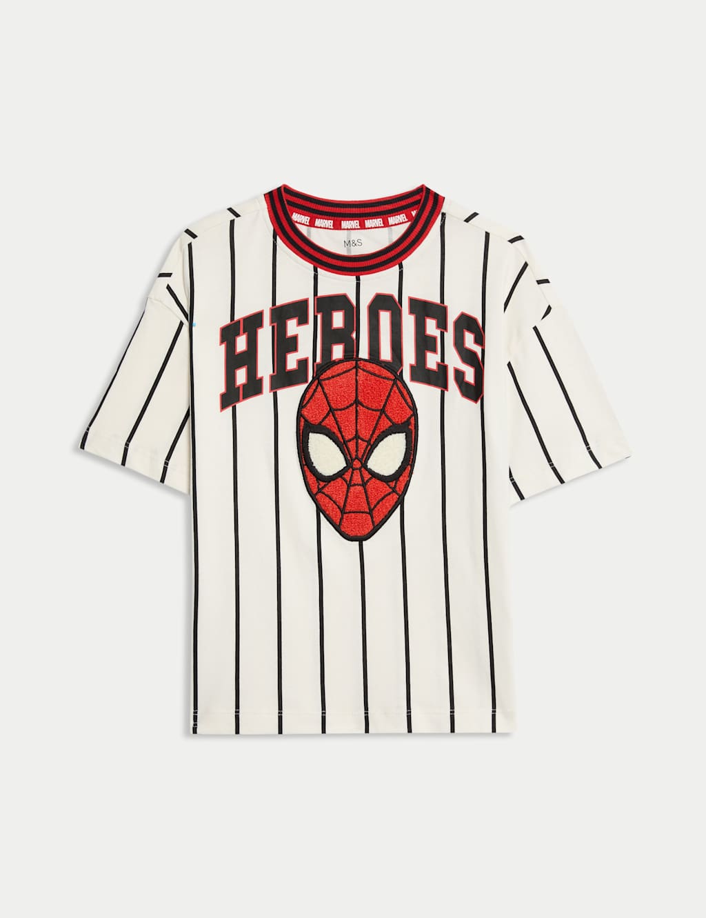 M&S Pure Cotton Spider-Man Baseball Shirt (2-8 Yrs) White Mix