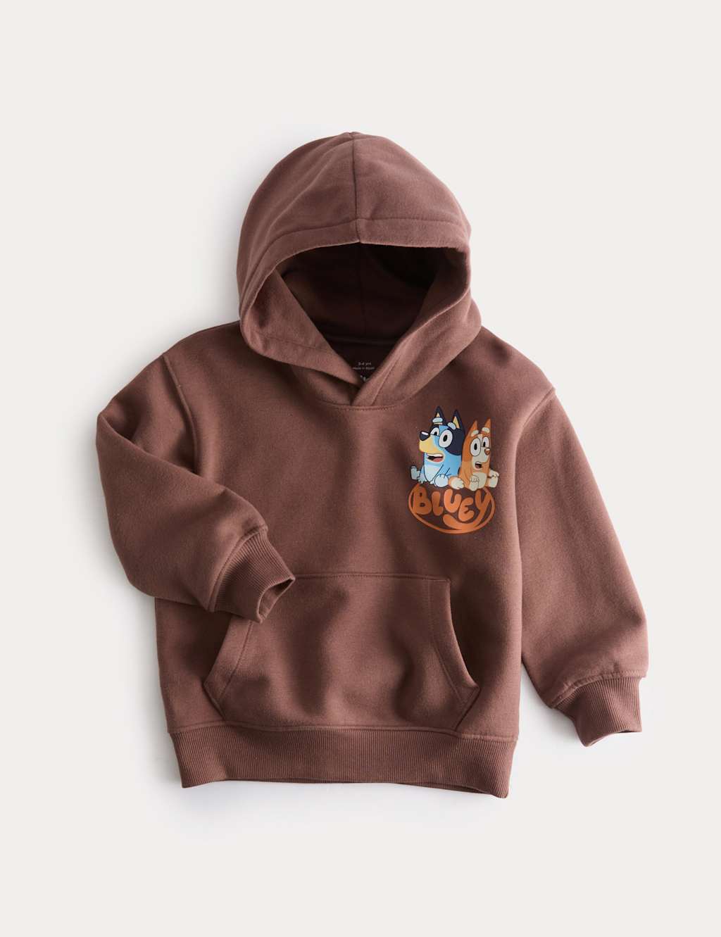M&S Cotton Rich Bluey Hoodie (2-8 Yrs) Brown