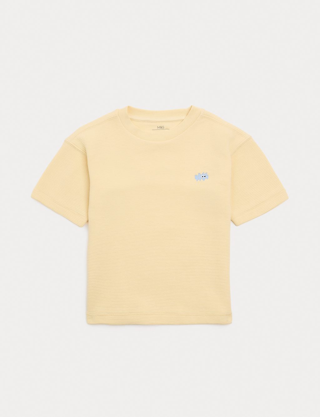 M&S Boys Pure Cotton Ribbed T-Shirt (2-8 Yrs) - 7-8 Years - Yellow