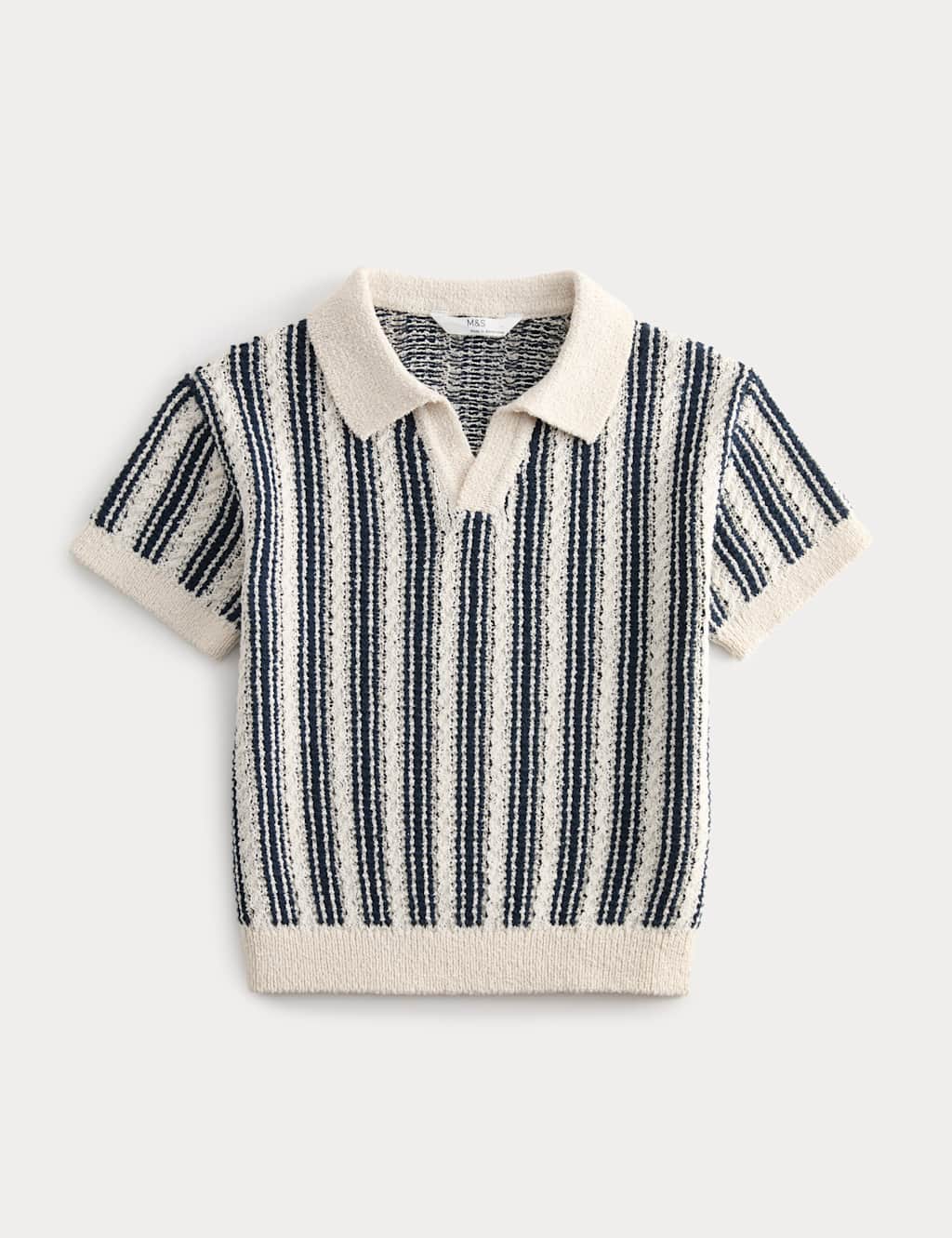 M&S Boys Cotton Rich Striped Knitted Top (2-10 Yrs) - 2-3 Years - Navy Mix