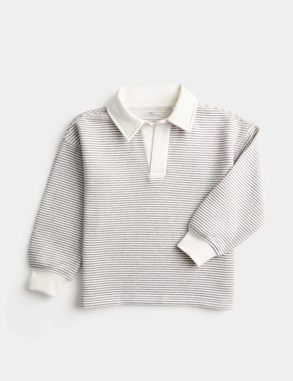 M&S Boys Cotton Rich Striped Sweatshirt (2-8 Yrs) - 4-5 Years - Ecru Mix