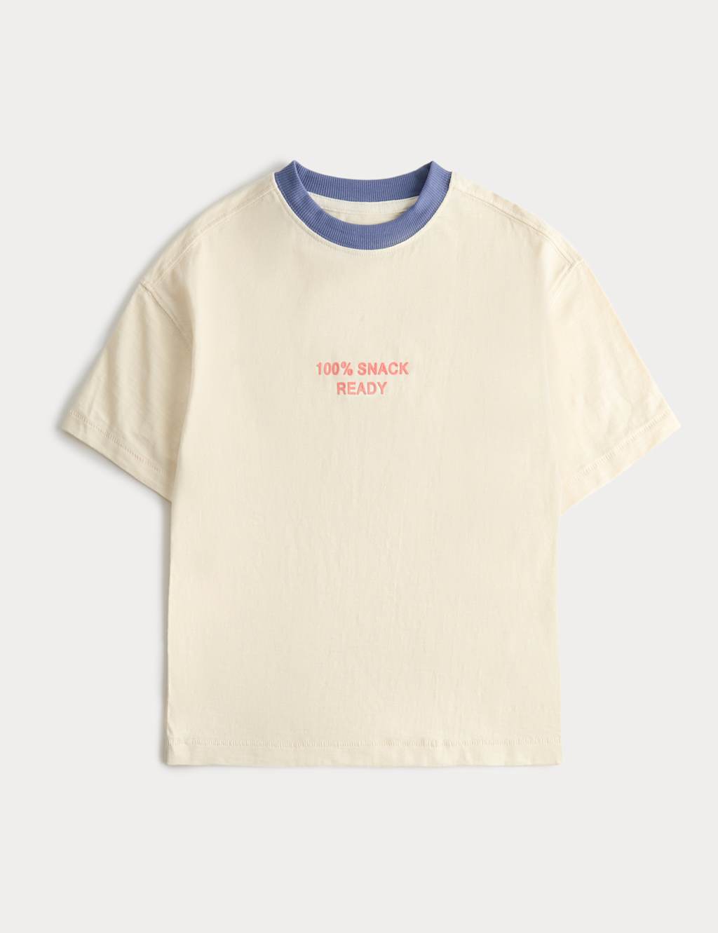 M&S Boys Pure Cotton Snack Ready Slogan T-Shirt (2-8 Yrs) - 7-8 Years - Multi