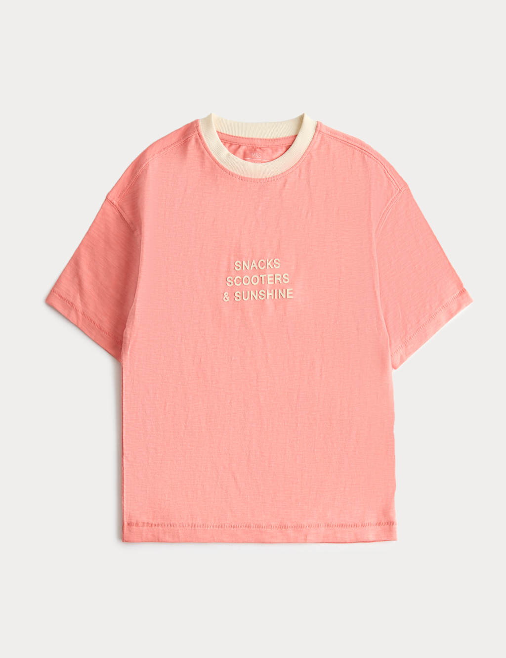 M&S Boys Pure Cotton Snacks Scooters Slogan T-Shirt (2-8 Yrs) - 7-8 Years - Multi