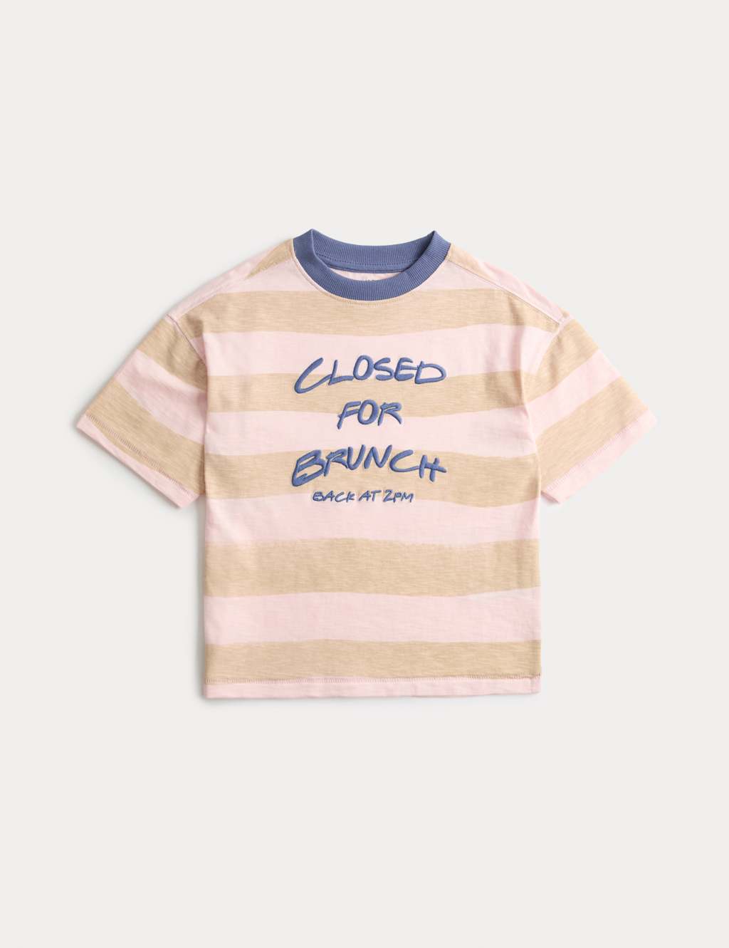 M&S Boys Pure Cotton Striped T-Shirt (2-8 Yrs) - 2-3 Years - Pink Mix