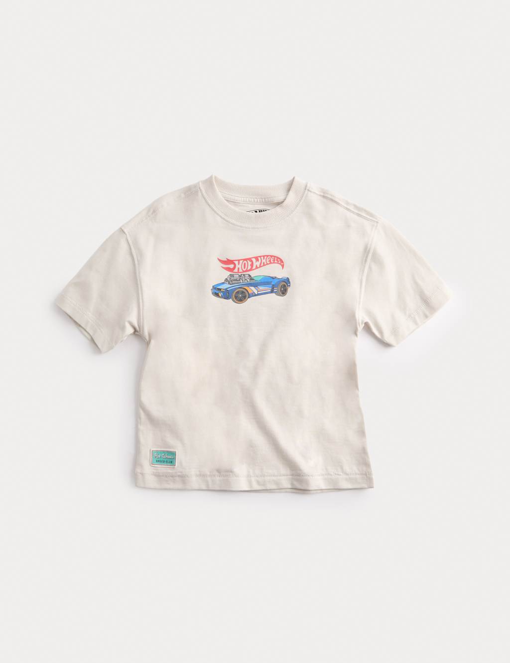 M&S Boys Pure Cotton Hot Wheels T-Shirt (2-8 Yrs) - 7-8 Years - Cream