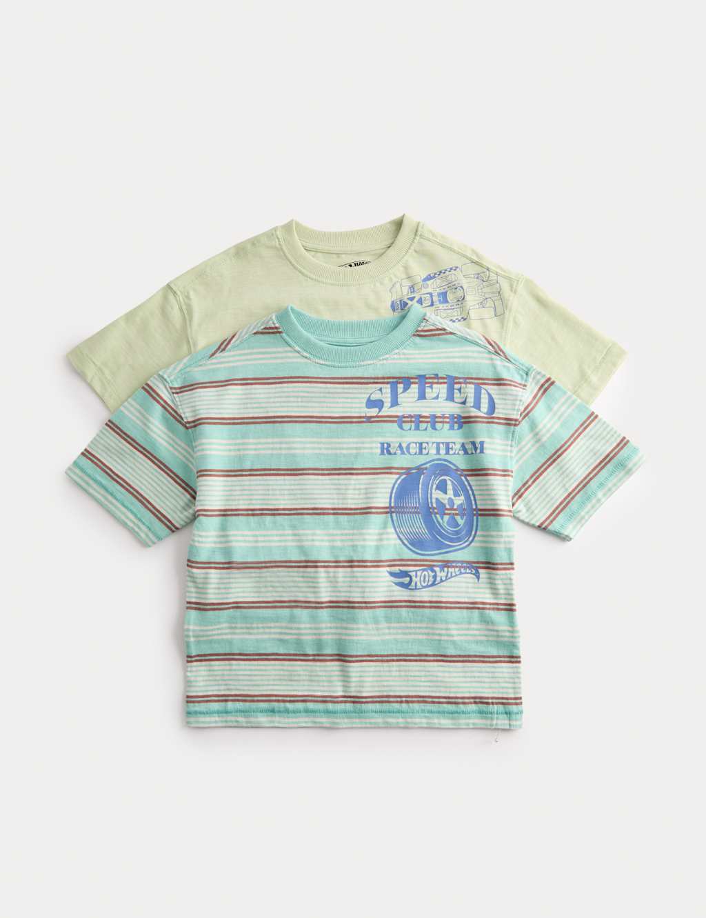 M&S Boys 2 Pack Pure Cotton Hot Wheels T-Shirts (2-8 Yrs) - 2-3 Years - Green Mix
