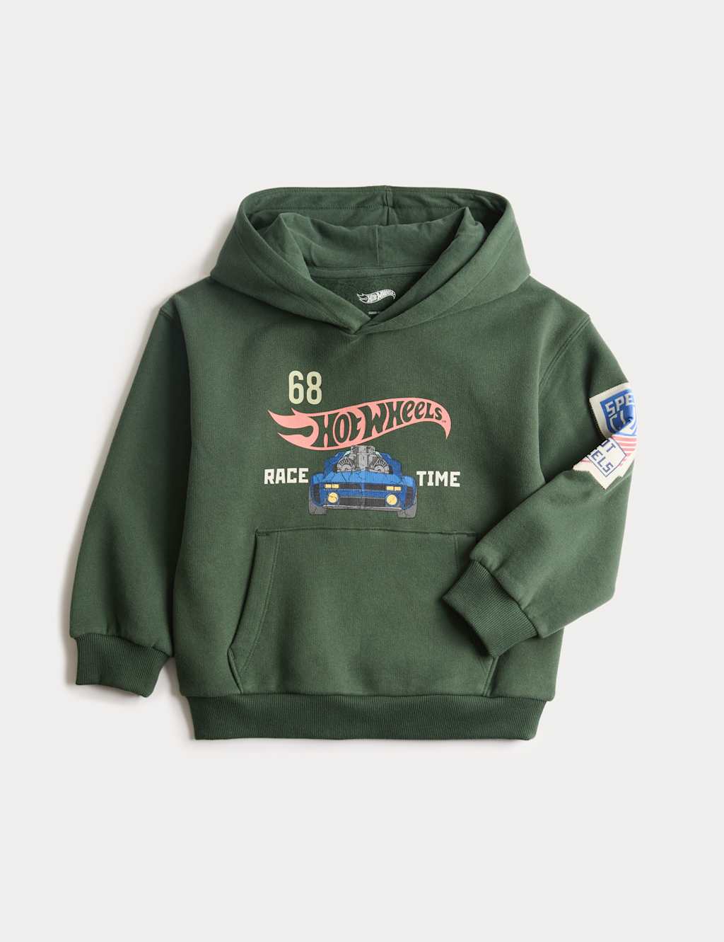 M&S Boys Cotton Rich Hot Wheels Hoodie (2-8 Yrs) - 2-3 Years - Green