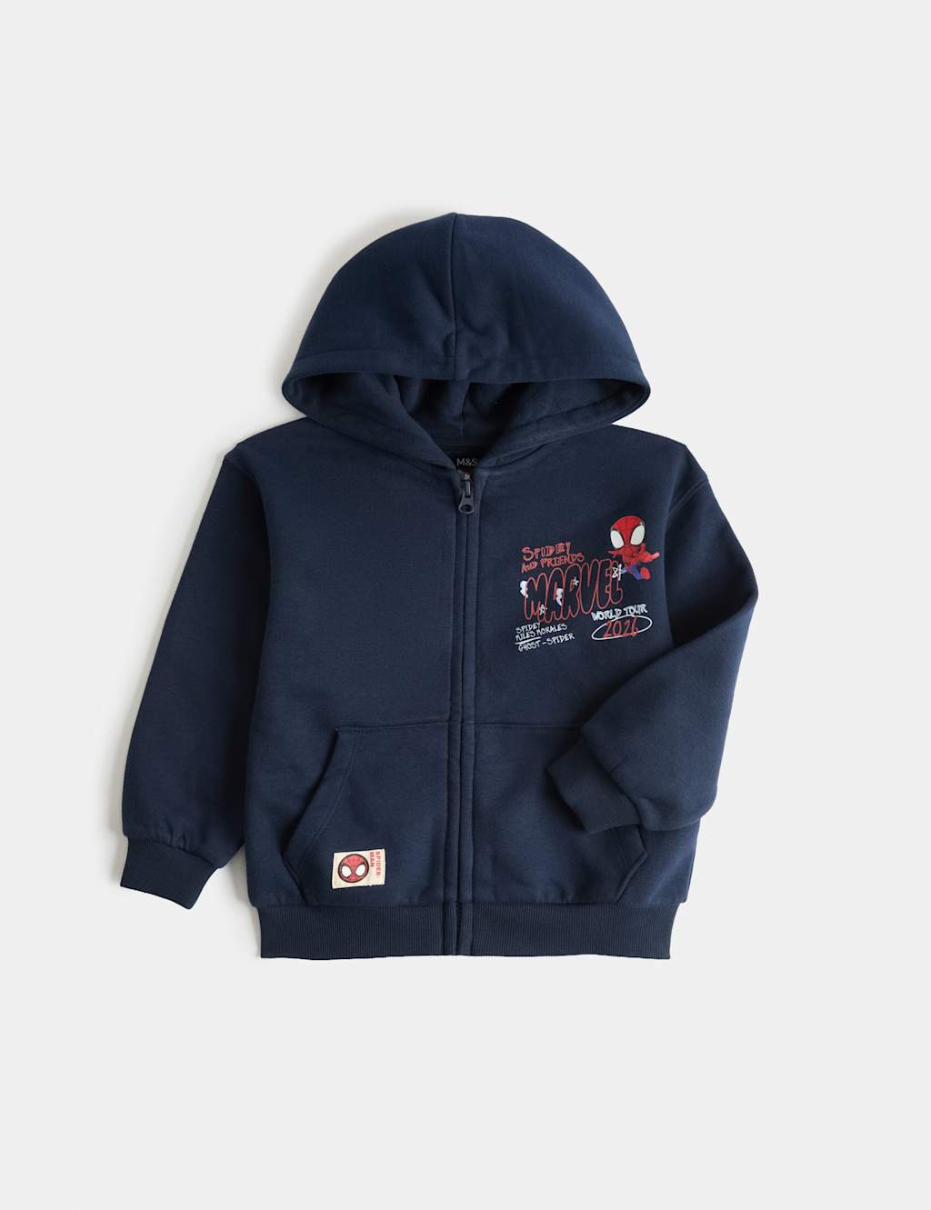 M&S Boys Cotton Rich Spider-Man Hoodie (2-8 Yrs) - 2-3 Years - Slate Blue