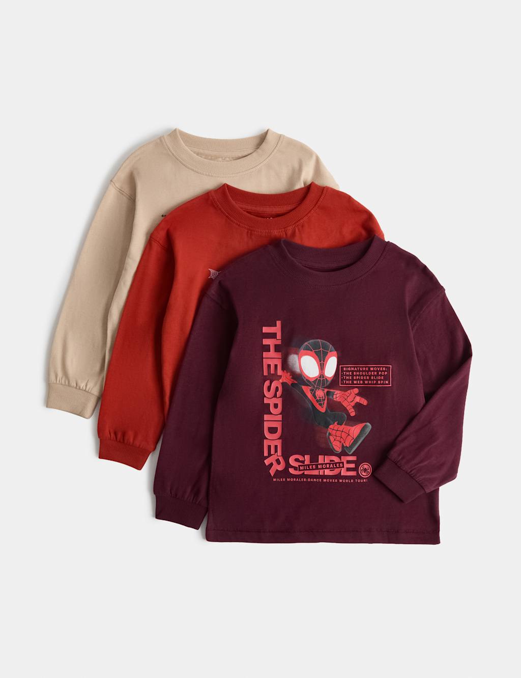 M&S Boys 3 Pack Pure Cotton Spider-Man Tops (2-8 Yrs) - 2-3 Years - Multi