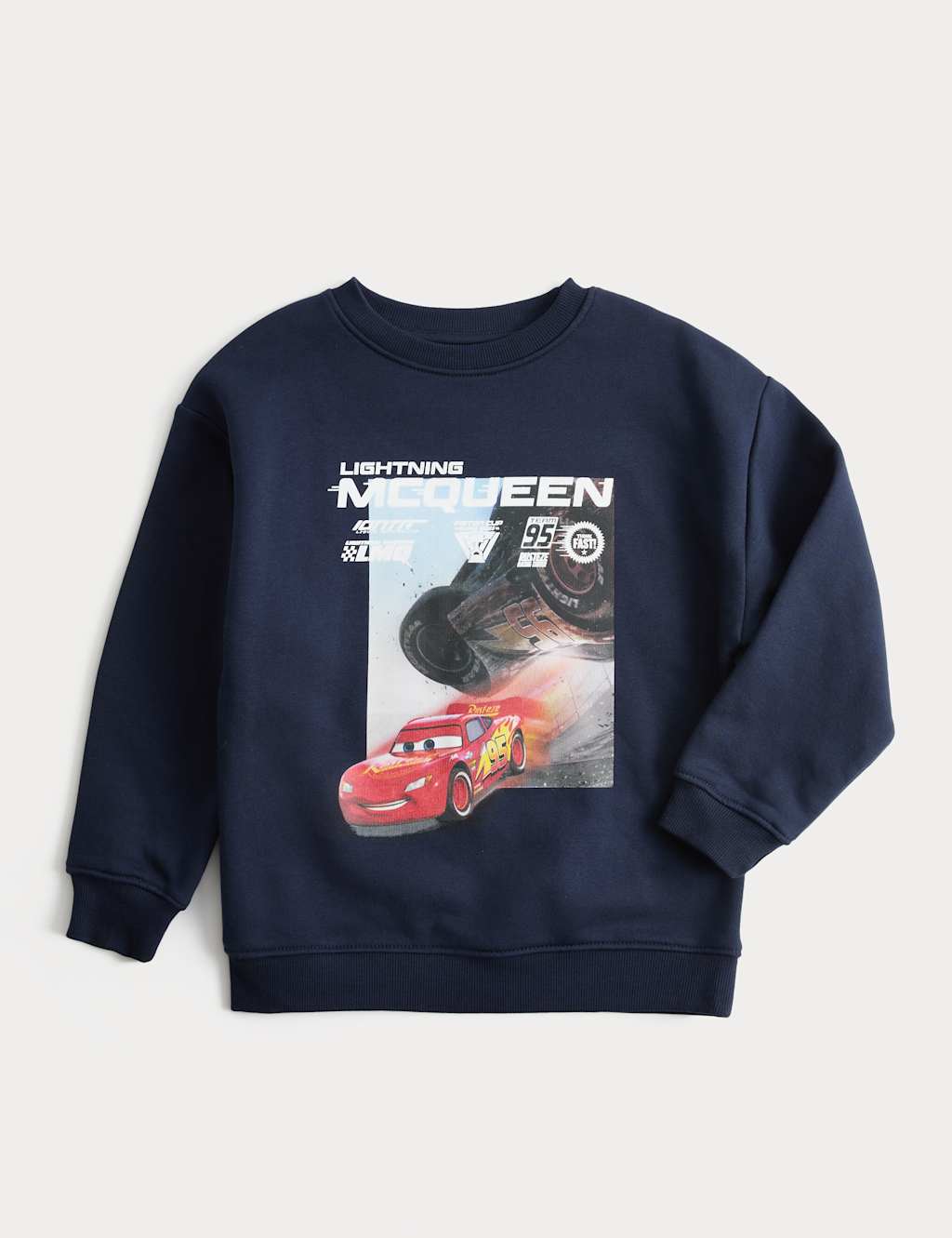 M&S Boys Cotton Rich Disney Cars Sweatshirt (3-8 Yrs) - 7-8 Years - Navy