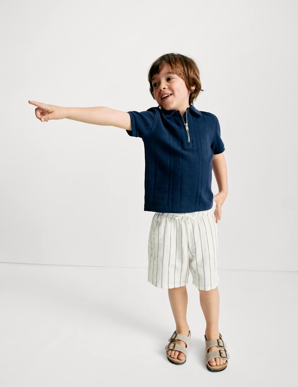 Linen Rich Striped Shorts (2-8 Yrs)