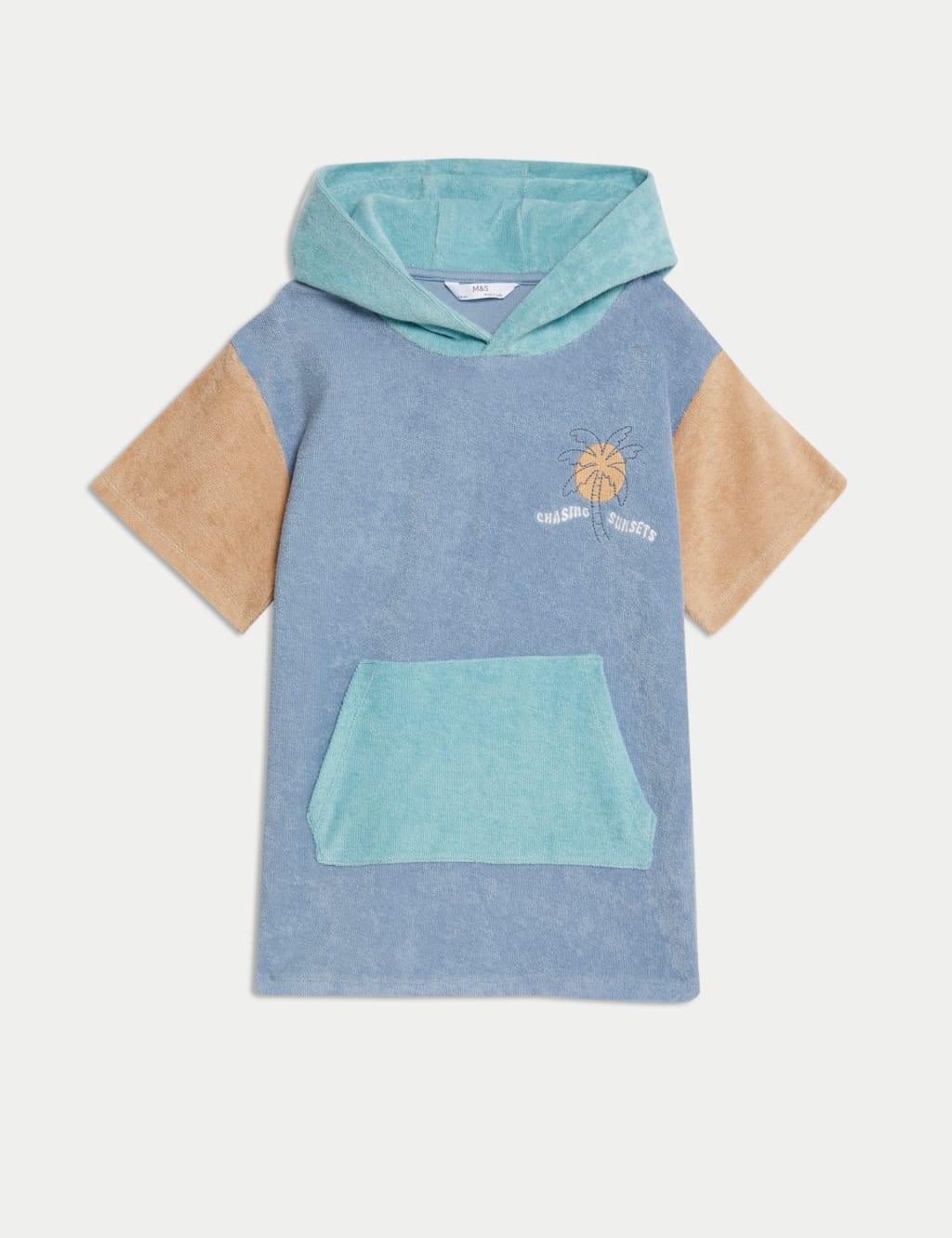Pure Cotton Towelling Colourblock Poncho (2-8 Yrs)
