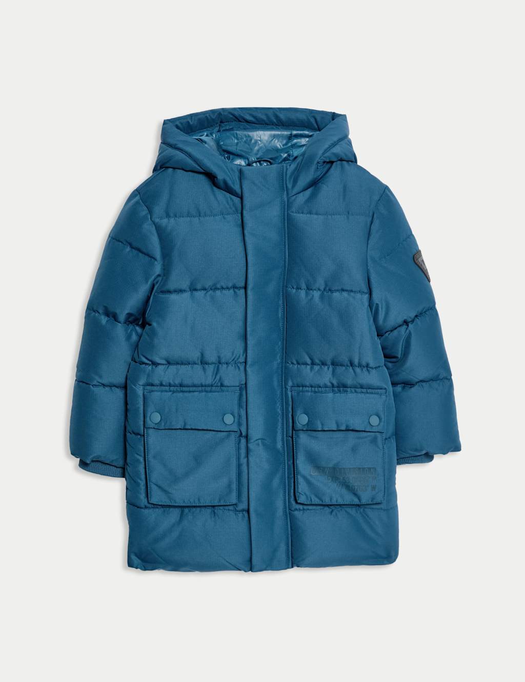 M&S Longline Padded Hooded Coat (2-8 Yrs) Air Force Blue