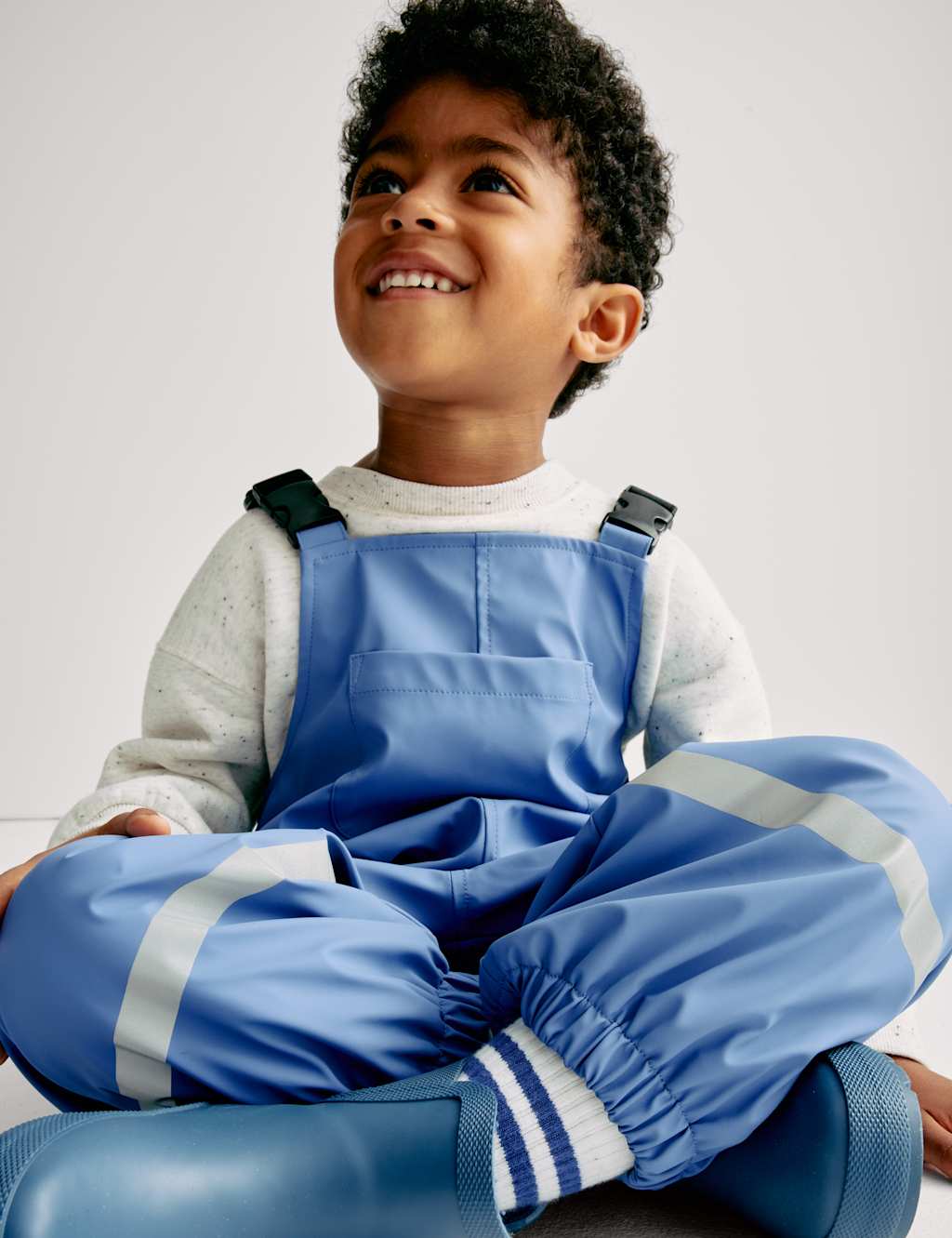 M&S Collection Boys Waterproof Dungarees (6 Mths-8 Yrs) - 5-6 Y - Blue, Blue,Khaki