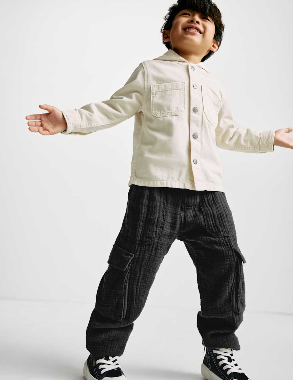 Pure Cotton Double Cloth Cargo Trousers (2-8 Yrs)