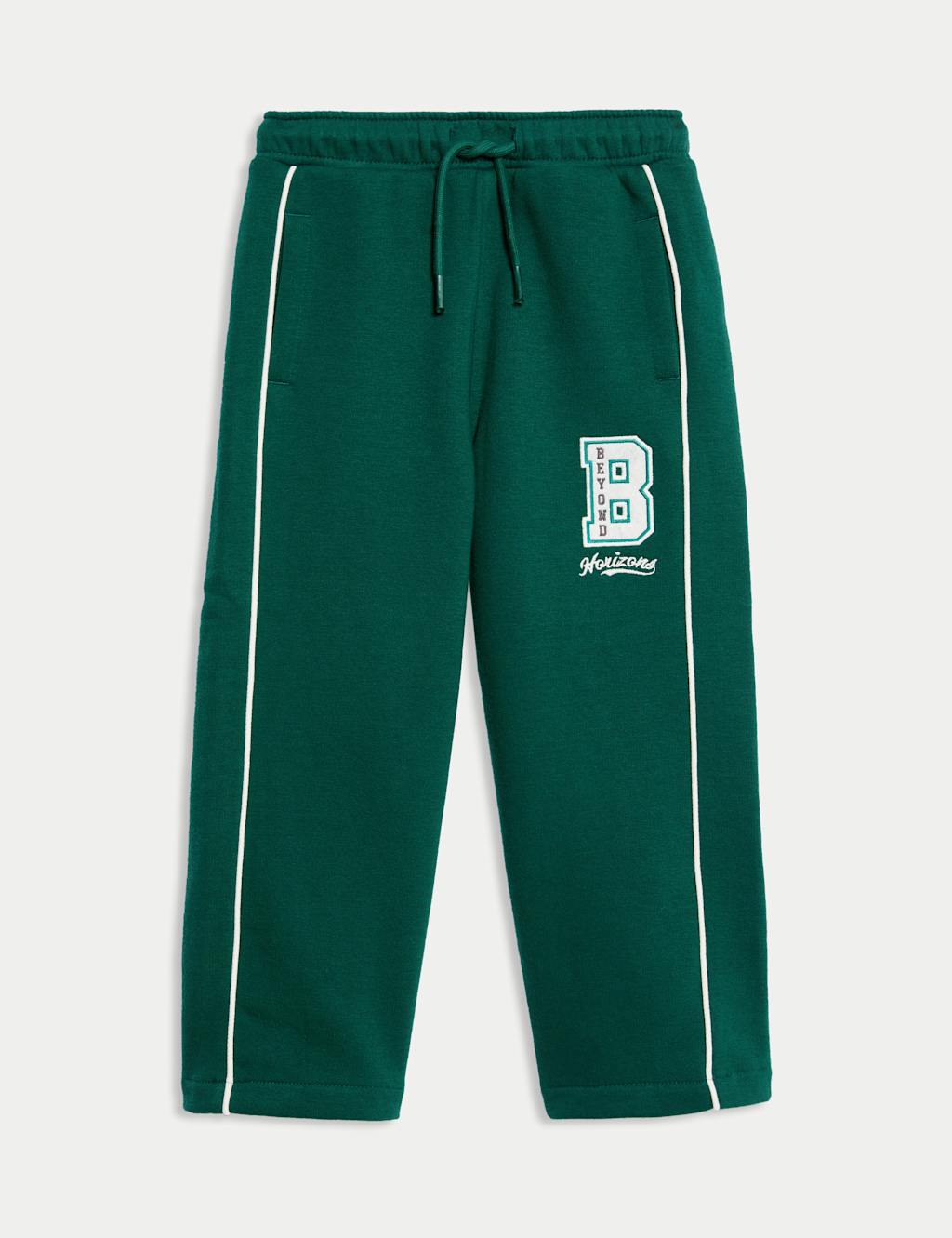 M&S Collection Boys Cotton Rich Joggers (2-8 Yrs) - 4-5 Y - Dark Green, Dark Green