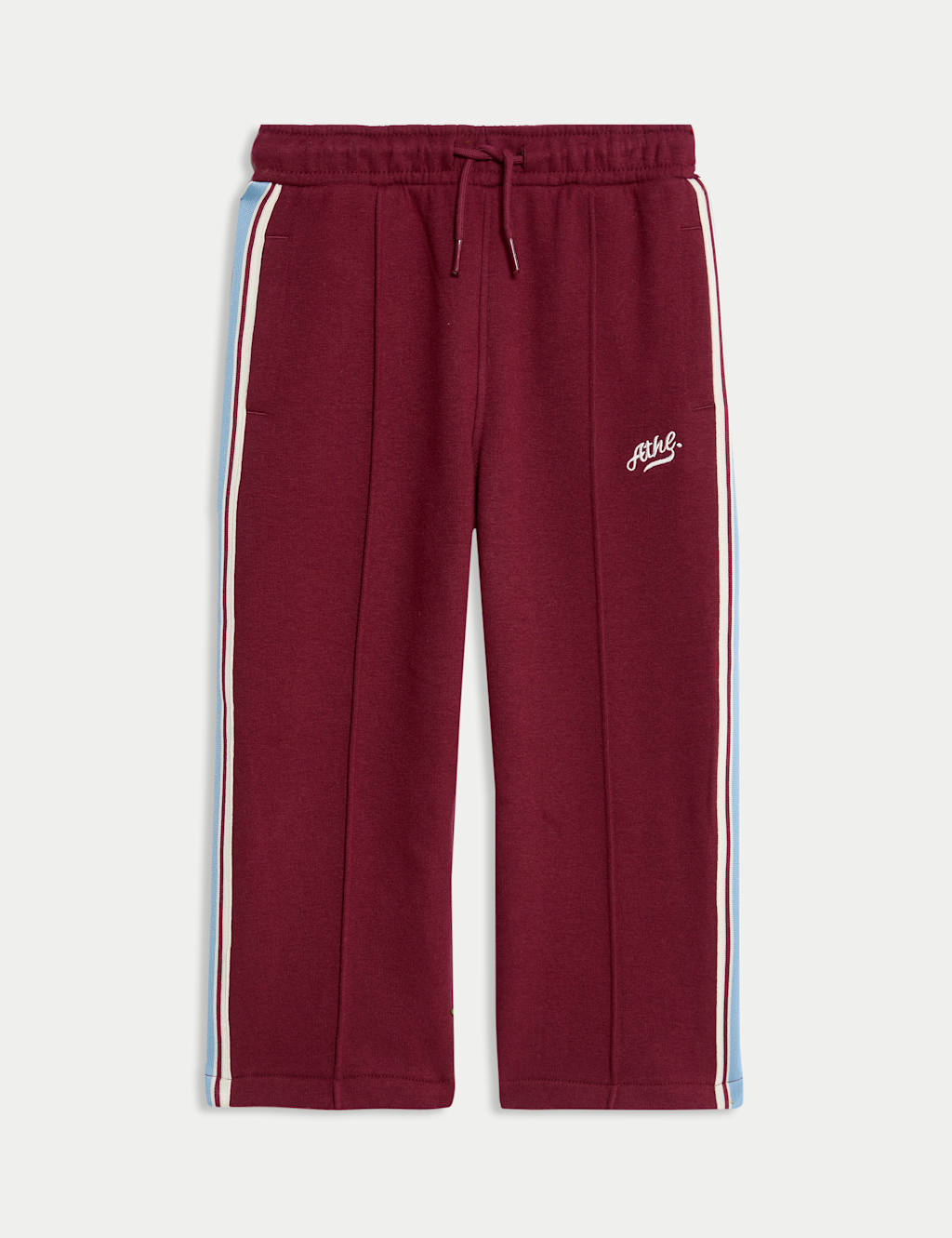 M&S Cotton Rich Side Stripe Joggers (2-8 Yrs) Burgundy
