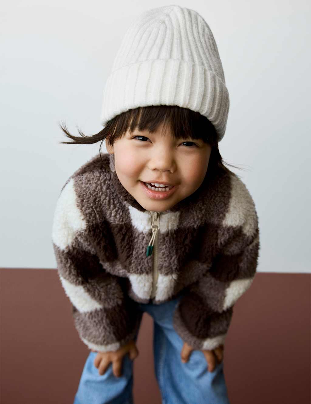 M&S Collection Boys Borg Checked Fleece Lined Jacket (2-8 Yrs) - 2-3 Y - Dark Brown, Dark Brown
