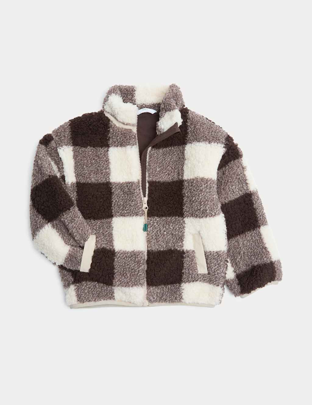 M&S Collection Boys Borg Checked Fleece Lined Jacket (2-8 Yrs) - 3-4 Y - Dark Brown, Dark Brown