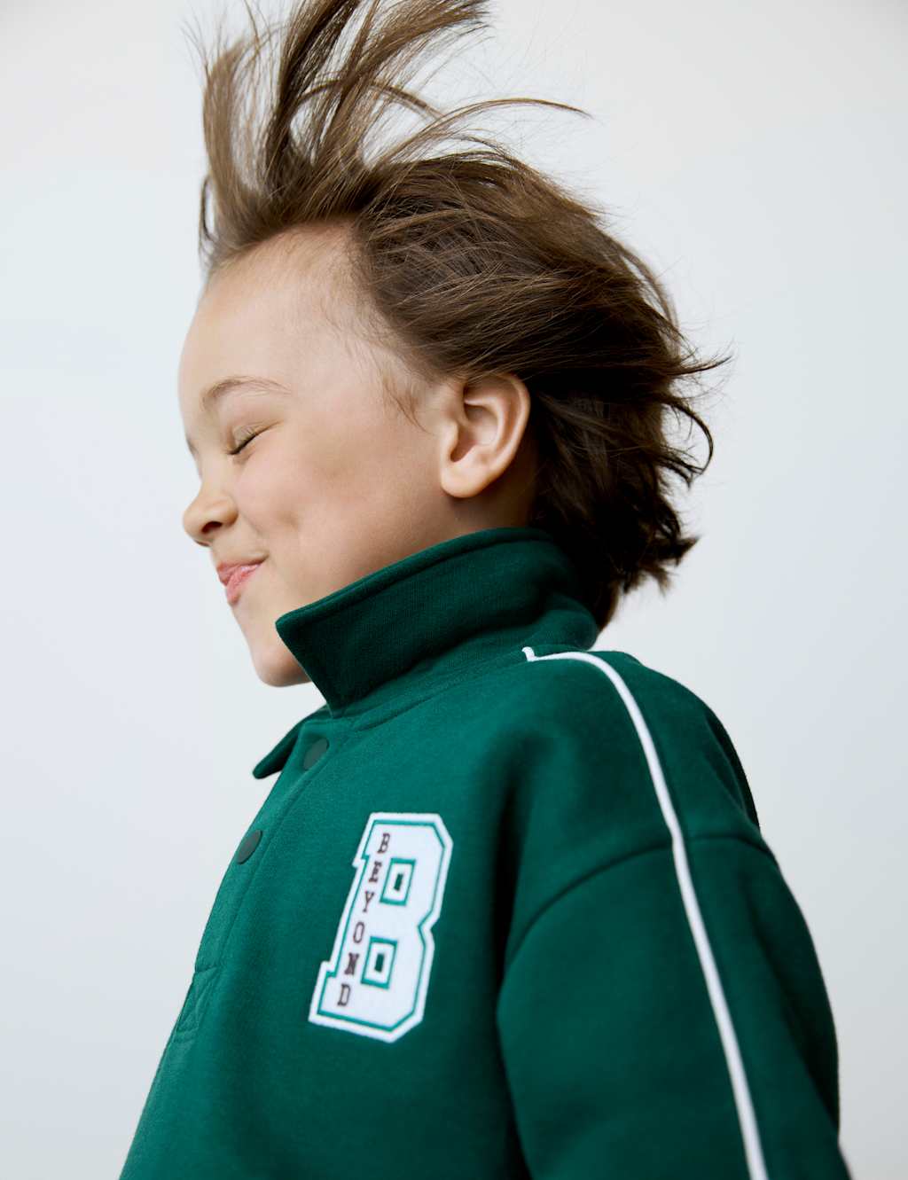 M&S Cotton Rich Patterned Sweatshirt (2-10 Yrs) Dark Green