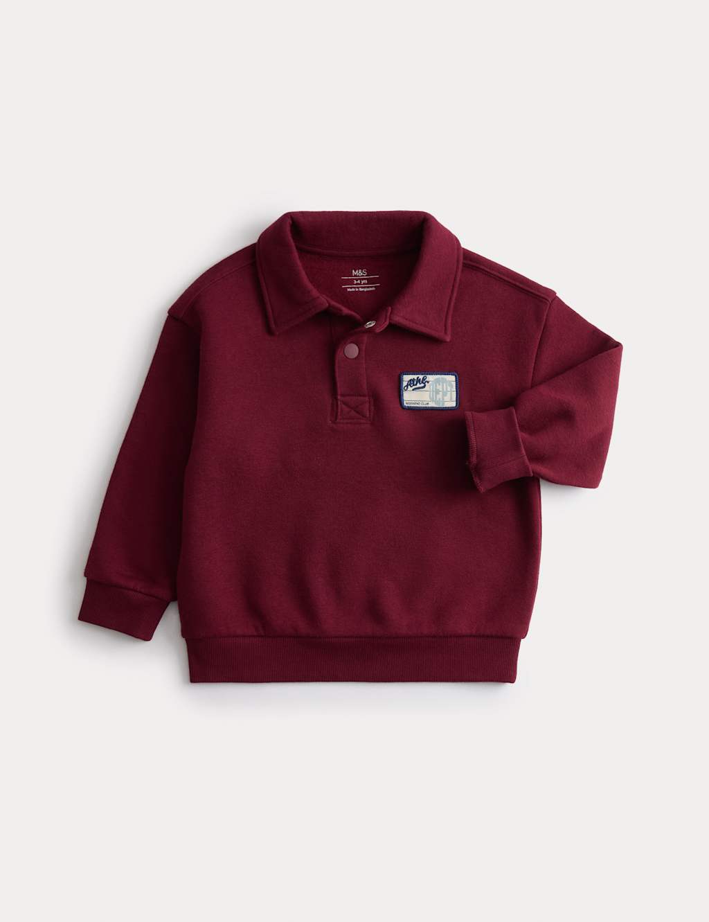 M&S Pure Cotton Collared Rugby Sweatshirt (2-8 Yrs) Burgundy