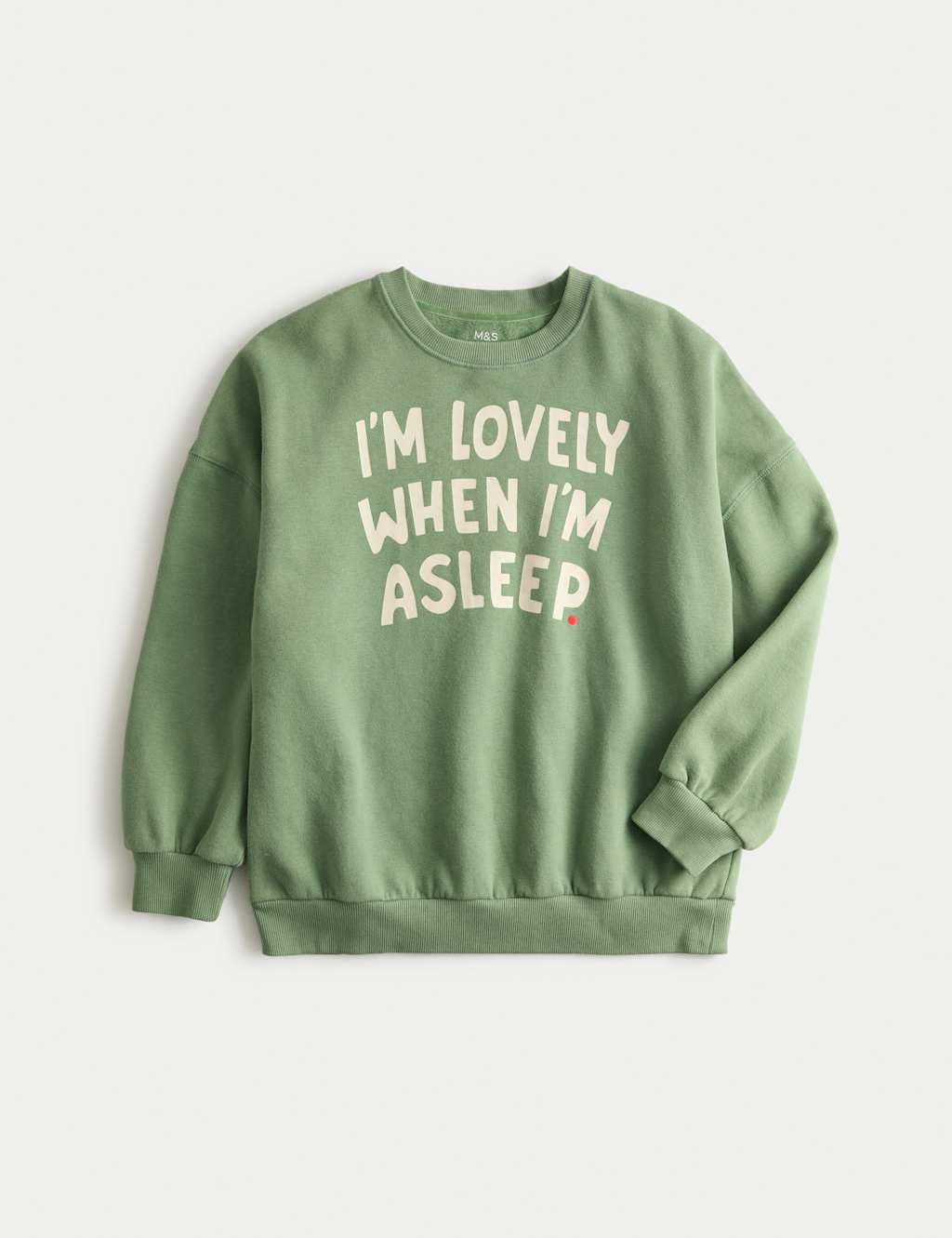 M&S Cotton Rich Slogan Sweatshirt (1-10 Yrs) Green