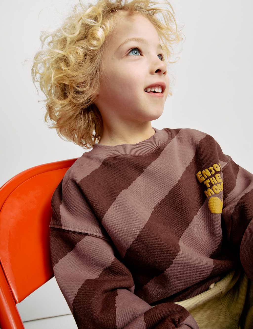 Pure Cotton Striped Slogan Sweatshirt (2-8 Yrs)