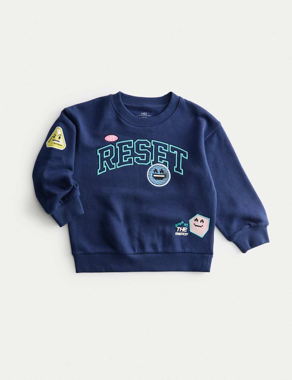 M&S Collection Boys Cotton Rich Graphic Sweatshirt(2-8 Yrs) - 3-4 Y - Navy, Navy