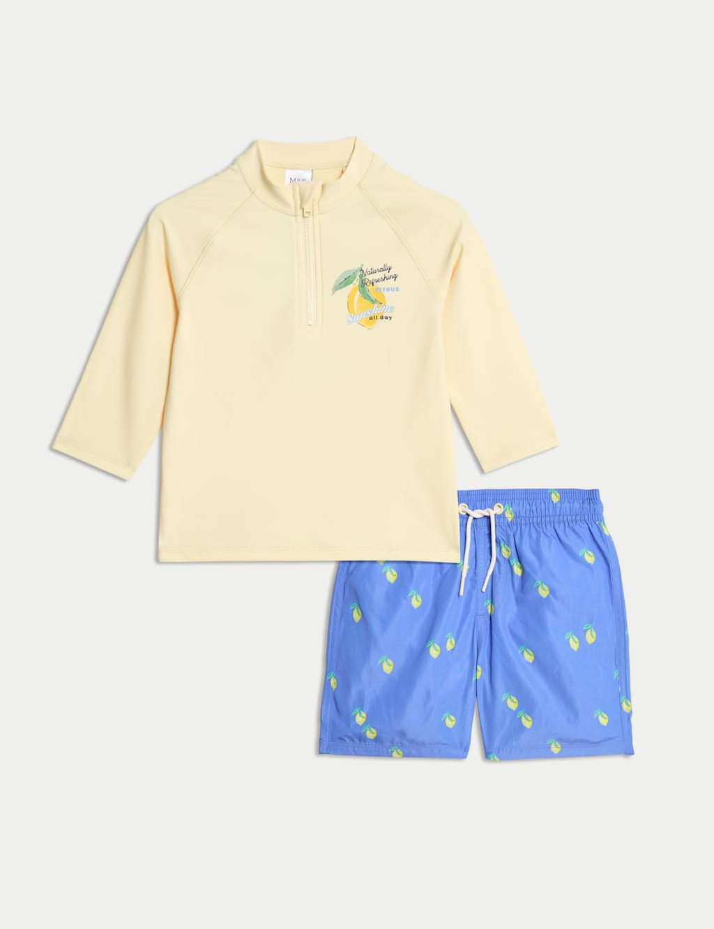 2pc Lemon Print Long Sleeve Swim Set (2-8 Yrs)