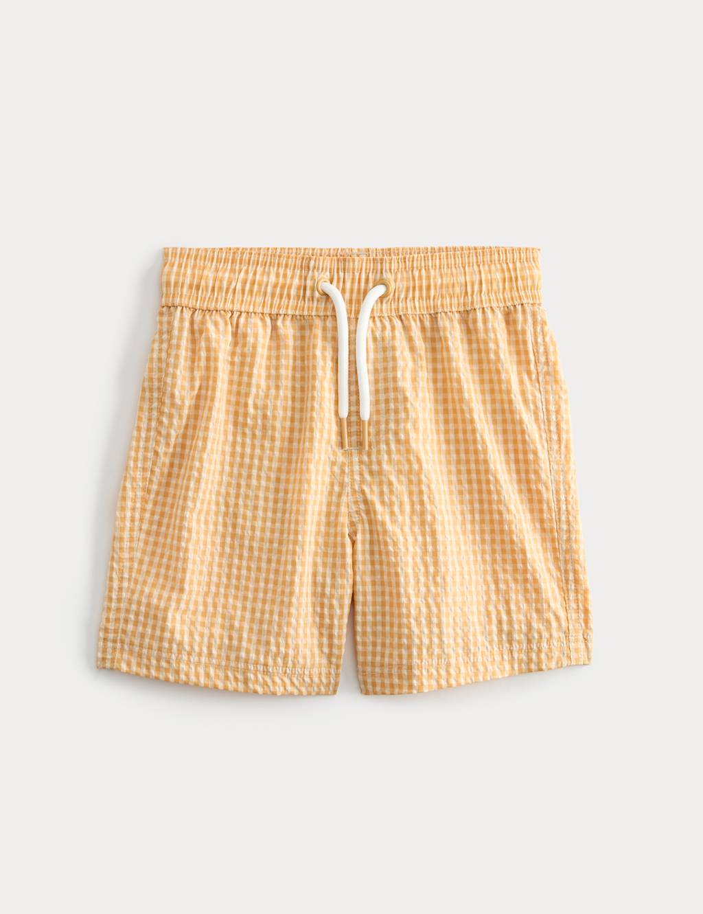 M&S Boys Gingham Seersucker Swim Shorts (2-8 Yrs) - 2-3 Years - Yellow