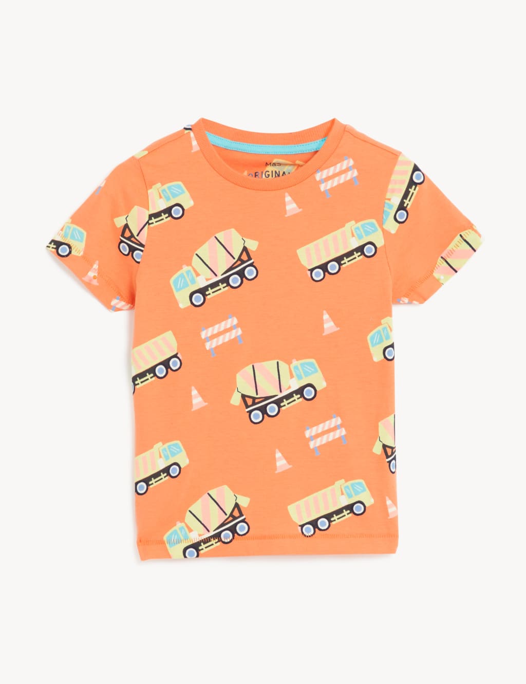 M&S Pure Cotton Truck T-Shirt (2-7 Yrs) Tangerine