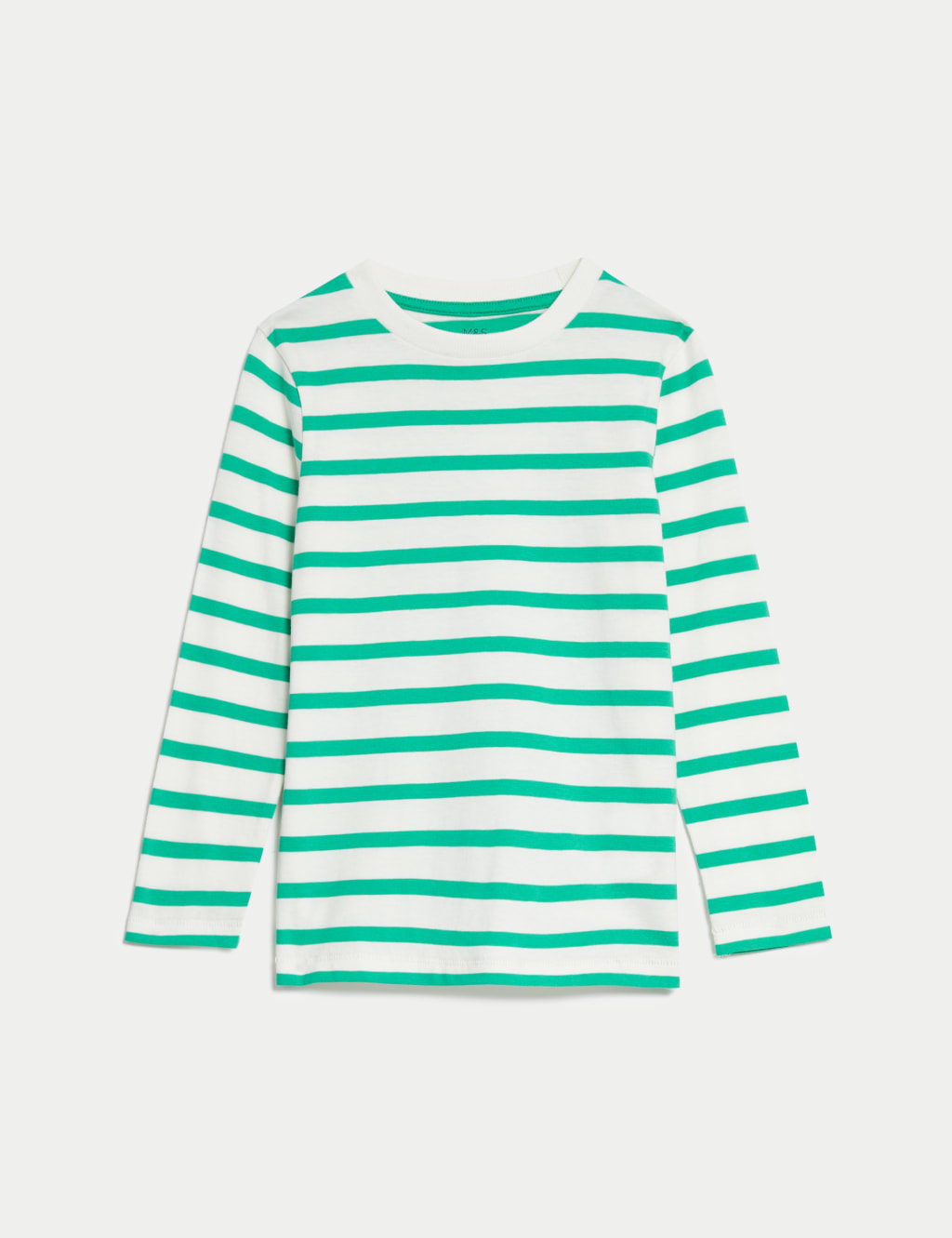 M&S Pure Cotton Striped Top (2-8 Yrs) Green Mix