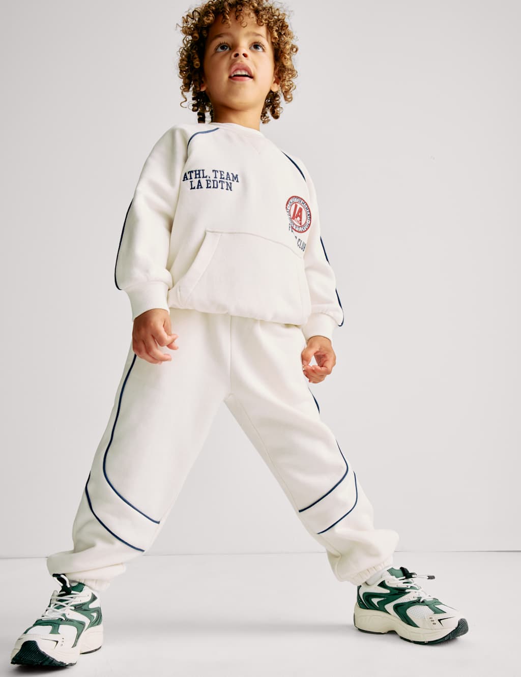 M&S Cotton Rich Top & Bottom Outfit (2-8 Yrs) Cream Mix