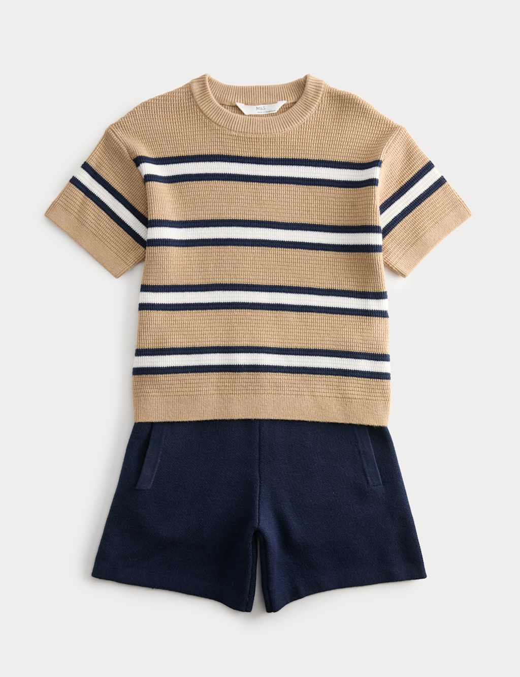 Boys 2 Piece Pure Cotton Knitted Outfit (2-10 Yrs) - 6-7 Years - Navy - Available at M&S