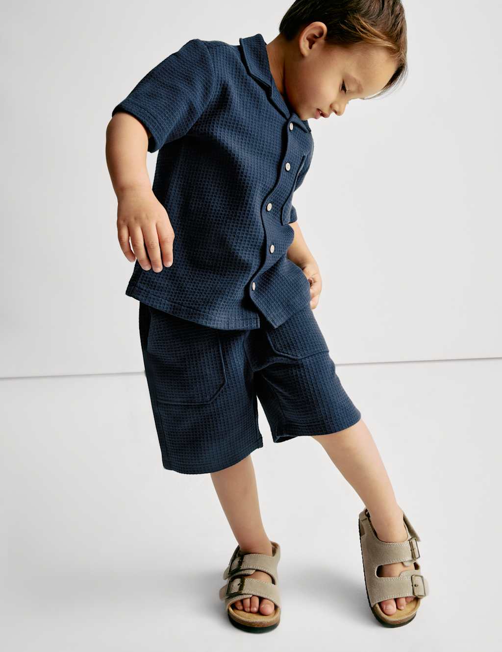 2pc Pure Cotton Waffle Shirt and Short Set (2-8 Yrs)