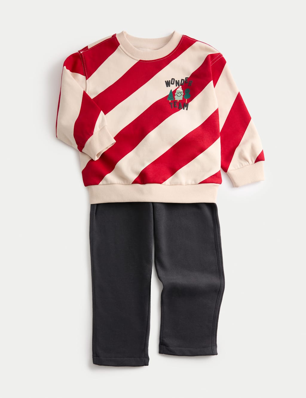 M&S 2pc Pure Cotton Christmas Outfit (1-8 Yrs) Red Mix