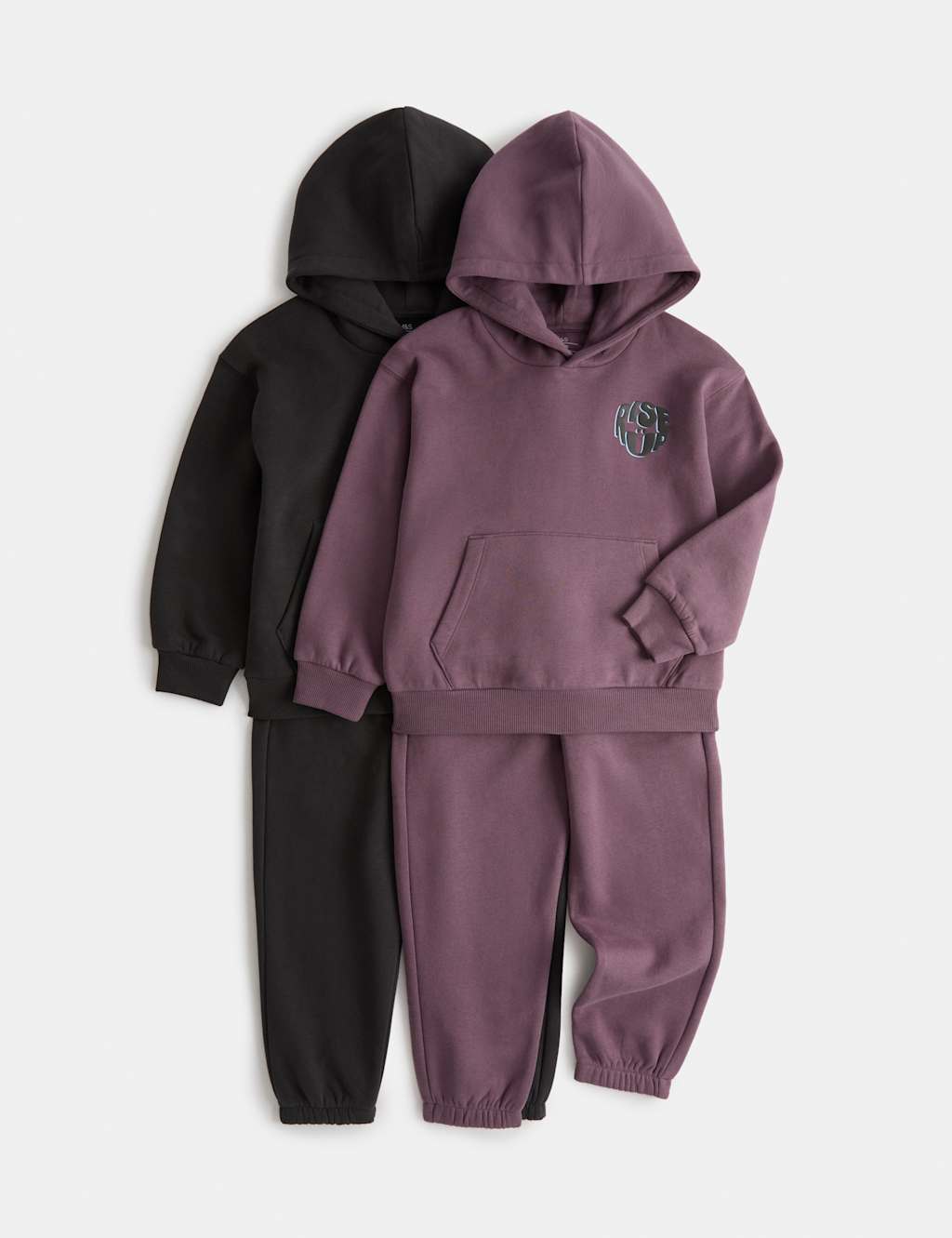 M&S Boys 2 Pack Cotton Rich Top & Bottom Outfits (2-8 Yrs) - 2-3 Years - Carbon