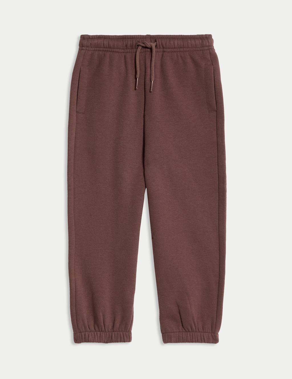 M&S Collection Boys Cotton Rich Plain Joggers (2-8 Yrs) - 3-4 Y - Brown, Pale Green,Burgundy,Brown,Pale Blue