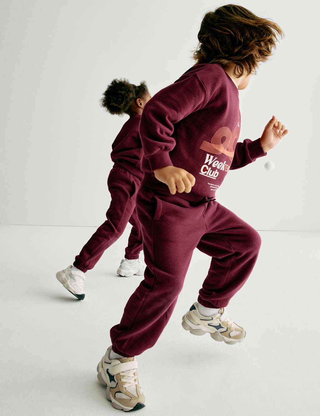 M&S Cotton Rich Plain Joggers (2-8 Yrs) Burgundy