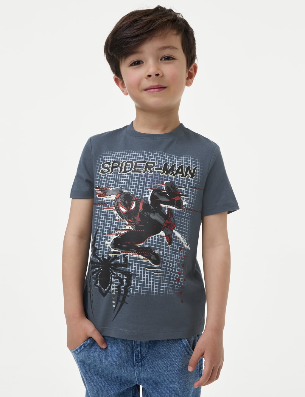 M&S Pure Cotton Spider-Man T-Shirt (2-8 Yrs) Blue