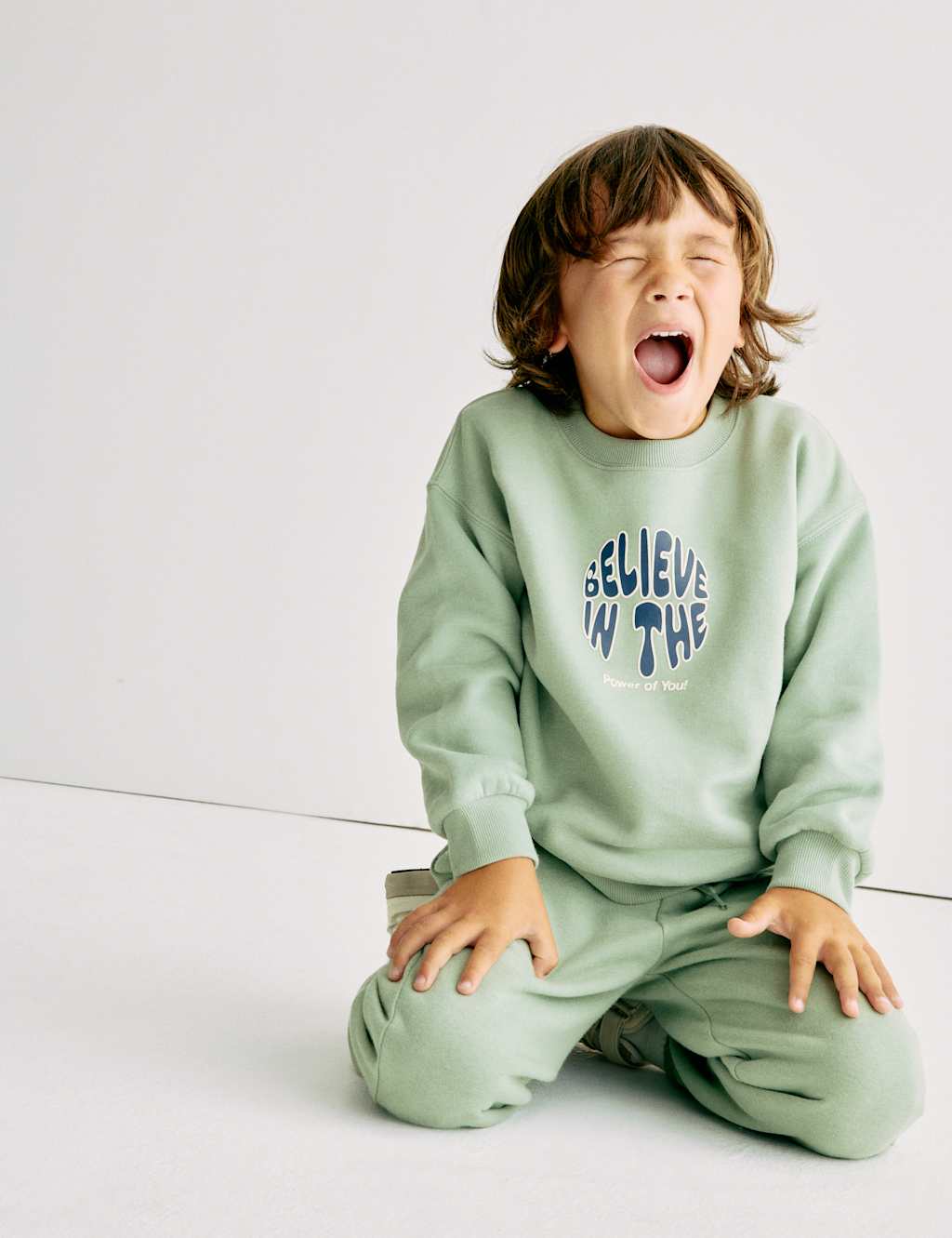 M&S Collection Boys Cotton Rich Graphic Sweatshirt (2-8 Yrs) - 3-4 Y - Pale Green, Pale Green