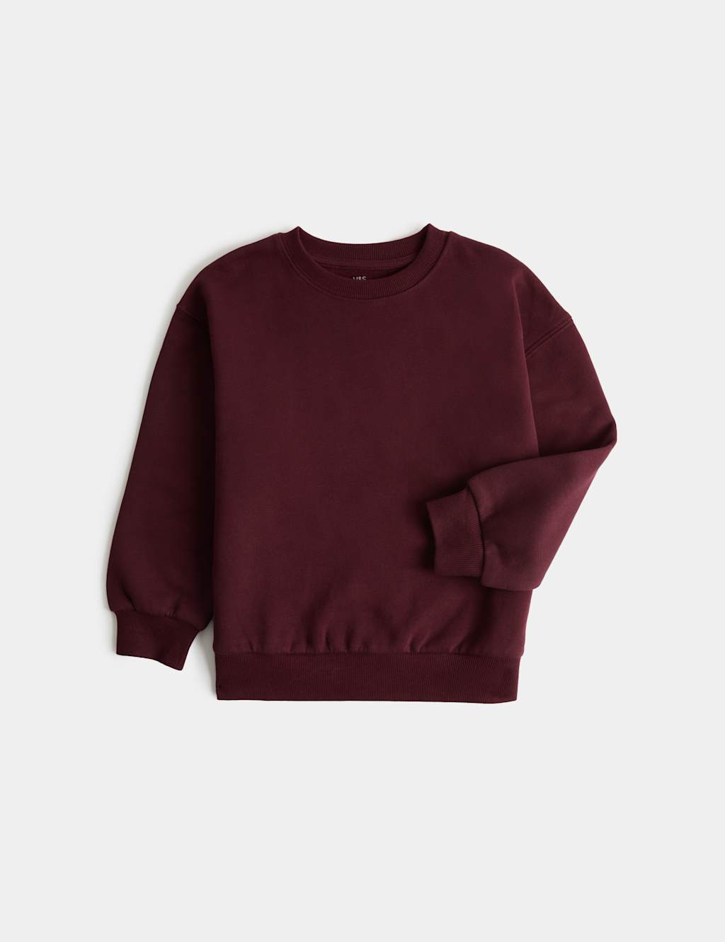 M&S Boys Cotton Rich Sweatshirt (2-8 Yrs) - 3-4 Years - Burgundy