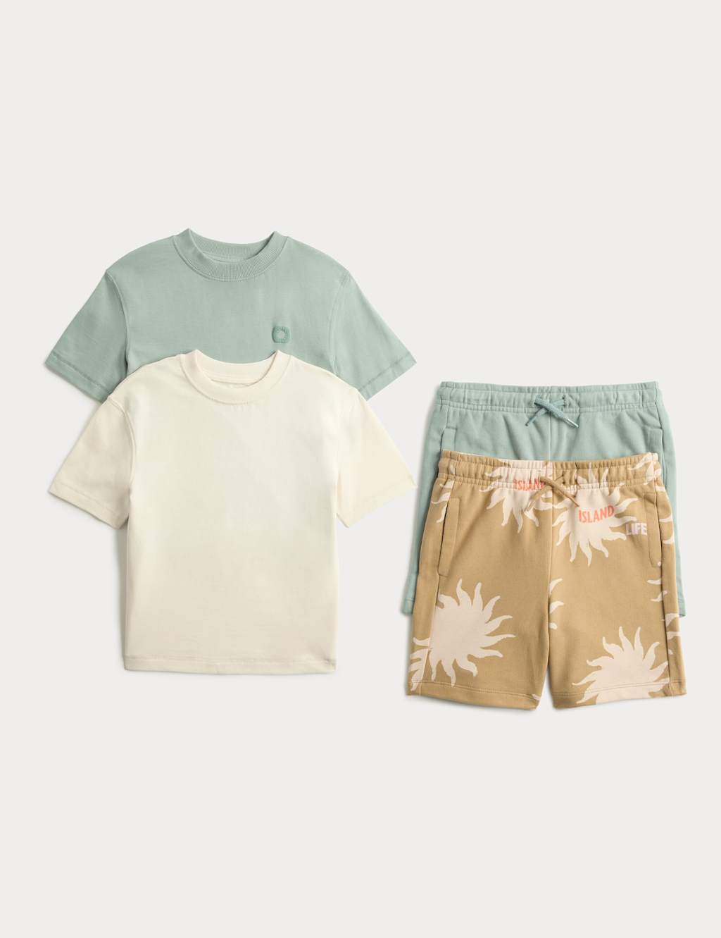 M&S Boys 2 Pack Cotton Rich Top & Bottom Outifts (2-8 Yrs) - 2-3 Years - Neutral